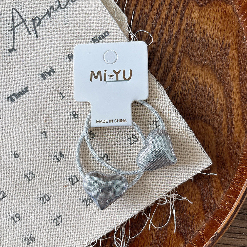MyKids-USA® Collection of 2 Versatile Cute Heart and Star Pattern Hair Clips and Hair Ties