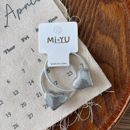 MyKids-USA® Collection of 2 Versatile Cute Heart and Star Pattern Hair Clips and Hair Ties
