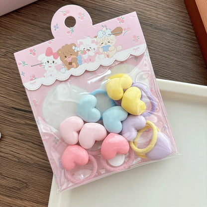 MyKids-USA® Collection of 5-10 Versatile Cute Heart and Star Pattern Hair Clips and Hair Ties