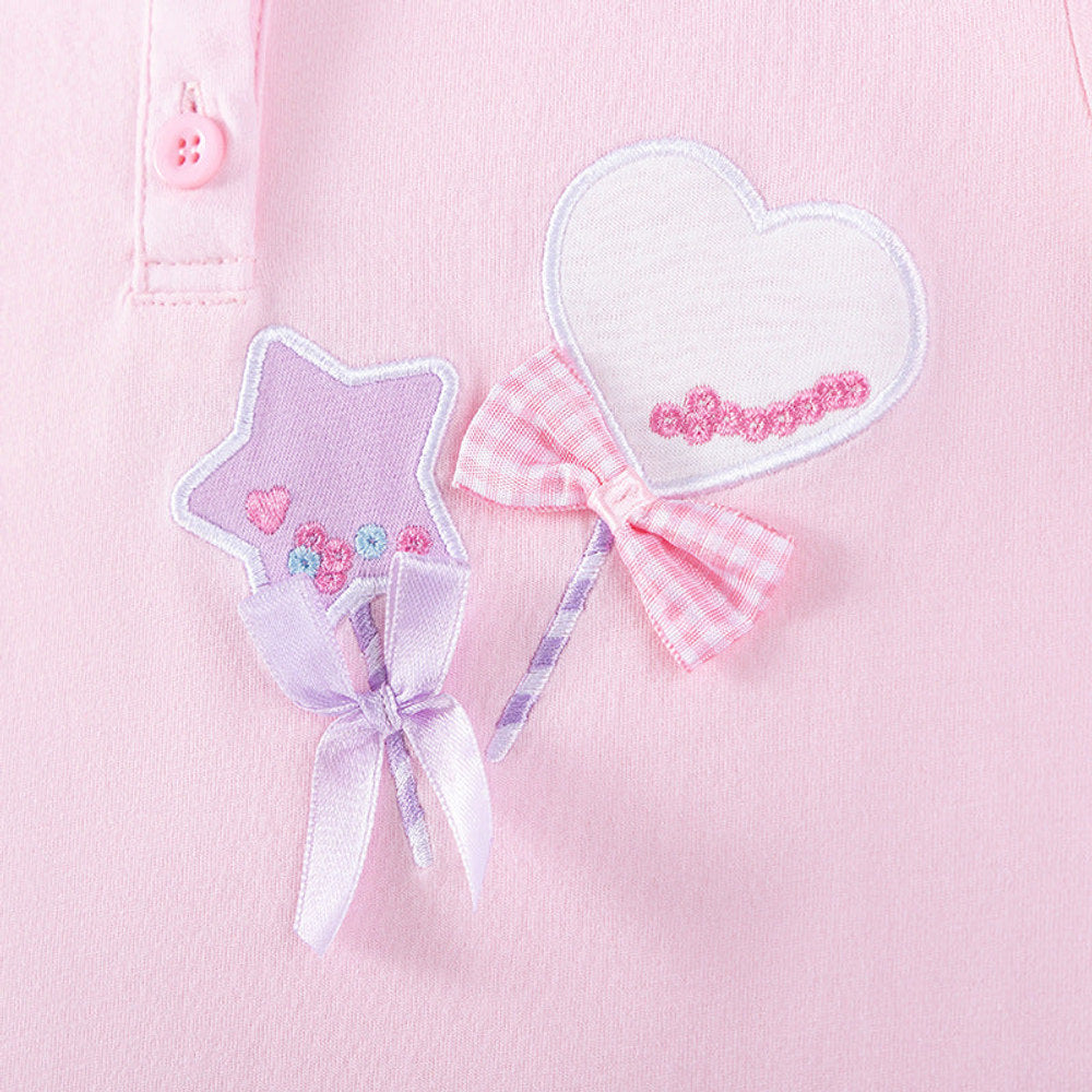 MyKids-USA® Baby Kids Girls Short Sleeves Hearts and Star Pattern T-shirt and Pants Clothing Set