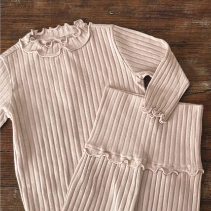 MyKids-USA® Autumn and Spring Baby Kids Girls Long Sleeves Solid Color Top and Pants Clothing Set