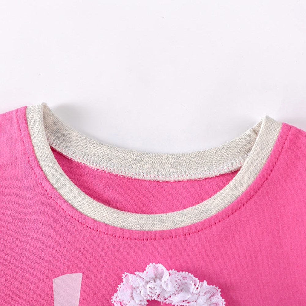 MyKids-USA® Letters and Heart Pattern Short Sleeves Tulle Patchwork Dress for Stylish Girls