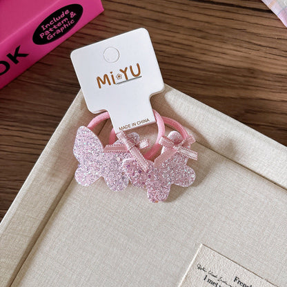 MyKids-USA® Collection of 2 Versatile Sequin Geometric Pattern Hair Clips and Hair Ties