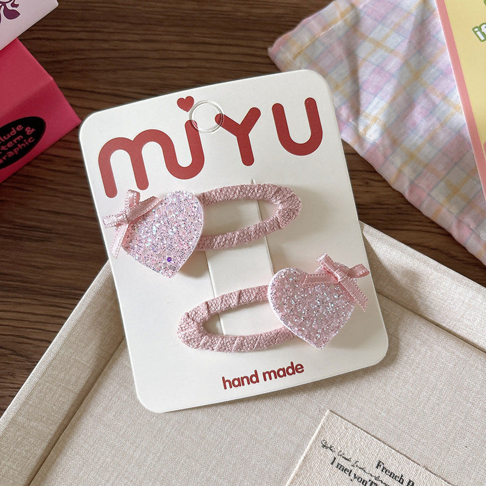 MyKids-USA® Collection of 2 Versatile Sequin Geometric Pattern Hair Clips and Hair Ties