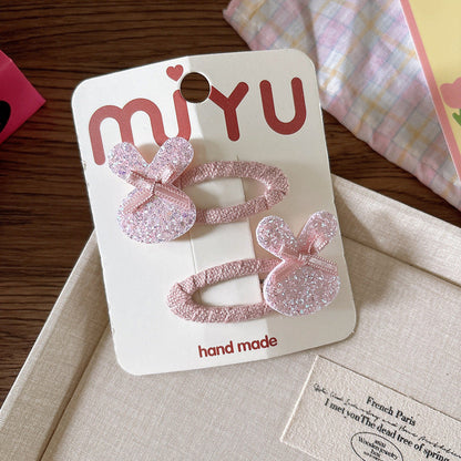 MyKids-USA® Collection of 2 Versatile Sequin Geometric Pattern Hair Clips and Hair Ties