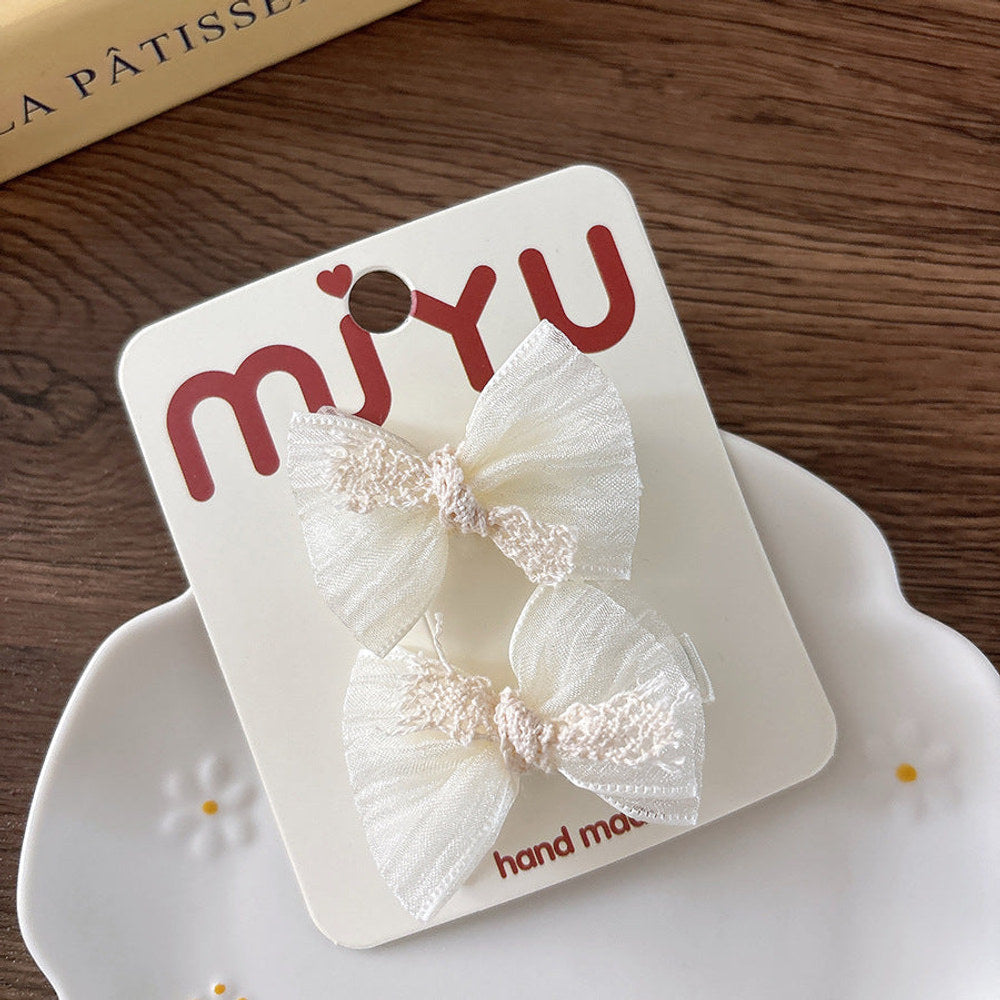 MyKids-USA® Collection of 2 Versatile Lace Decorated Hair Clips and Hair Ties