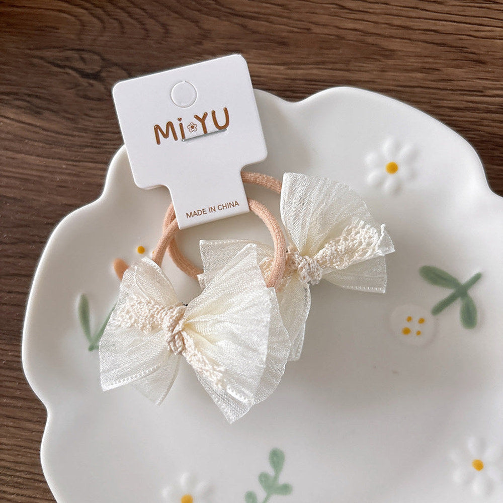 MyKids-USA® Collection of 2 Versatile Lace Decorated Hair Clips and Hair Ties