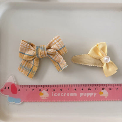 MyKids-USA® Collection of 2 Versatile Flowers and Plaid Pattern Hair Clips