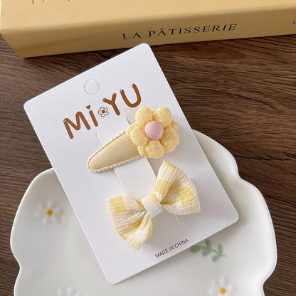 MyKids-USA® Collection of 2 Versatile Flowers and Plaid Pattern Hair Clips
