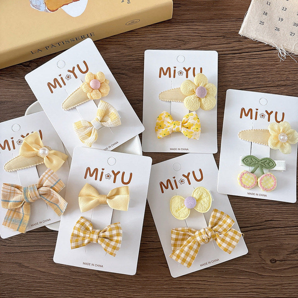 MyKids-USA® Collection of 2 Versatile Flowers and Plaid Pattern Hair Clips