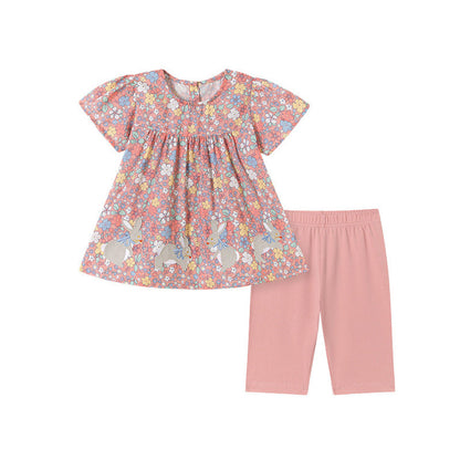 MyKids-USA® Baby Kids Girls Short Sleeves Floral Pattern T-shirt and Pants Clothing Set