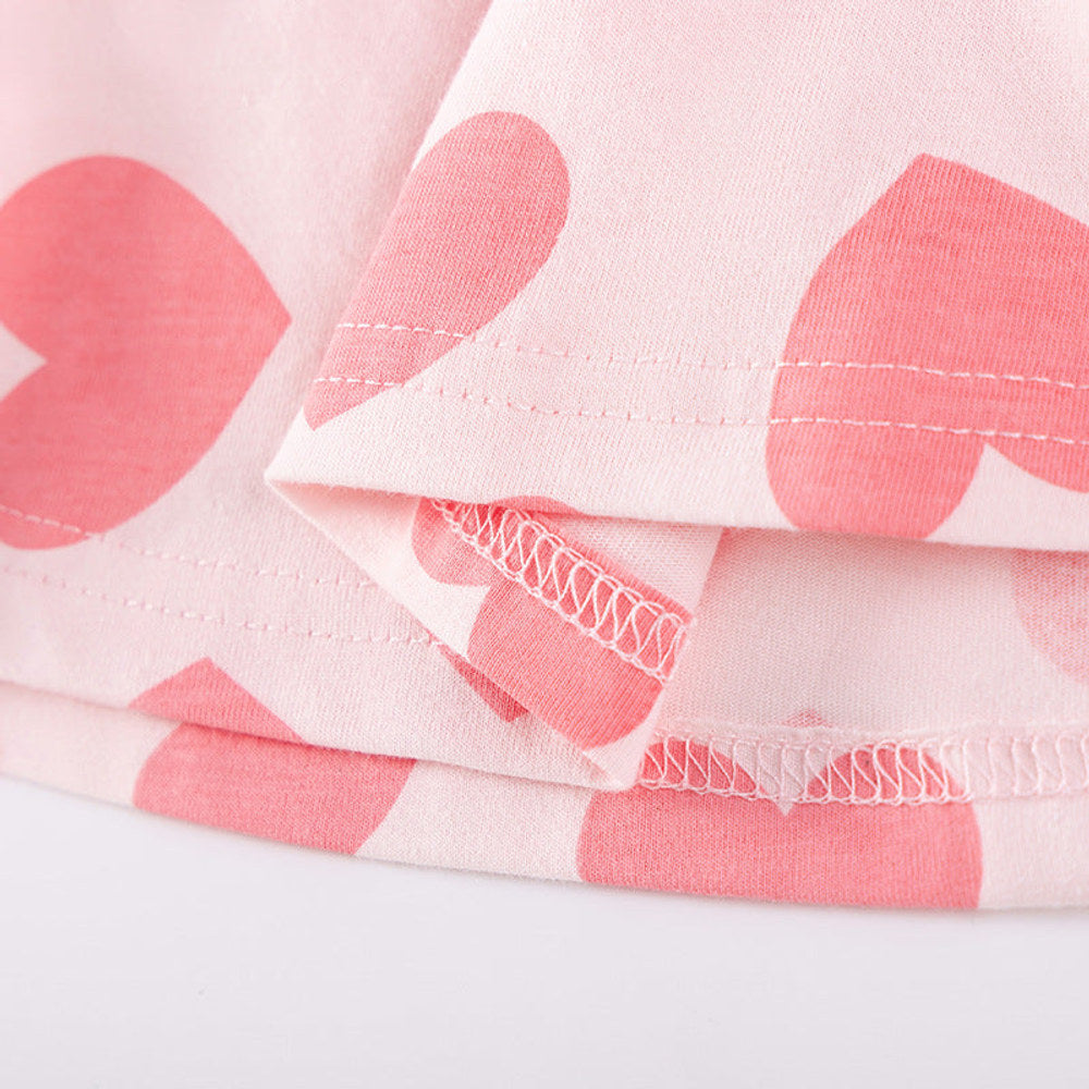 MyKids-USA® Hearts Pattern Short Sleeves Dress for Stylish Girls