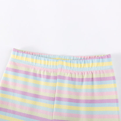 MyKids-USA® Summer Hot Selling Baby Kids Girls Short Sleeves Cartoon Pattern T-shirt and Striped Pants Clothing Set