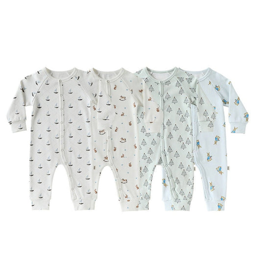 MyKids-USA® Baby Unisex Long Sleeves Cartoon Pattern Single Breasted Rompers