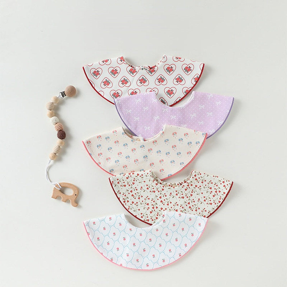 MyKids-USA® Adorable Simple Pattern Cotton Snap-on Round Shaped Bib
