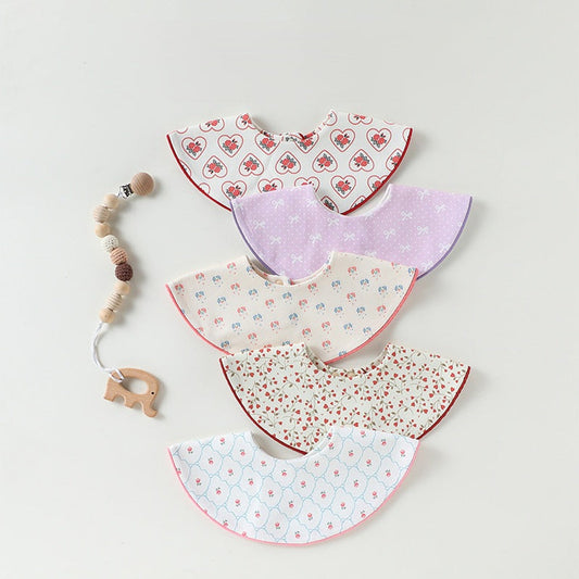 MyKids-USA® Adorable Simple Pattern Cotton Snap-on Round Shaped Bib