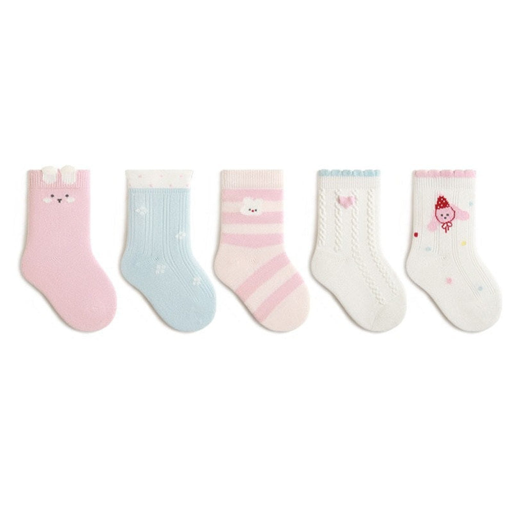 MyKids-USA® Baby Boys and Girls Cute Cartoon and Striped Pattern Socks 1 Lot=5-Pair Set
