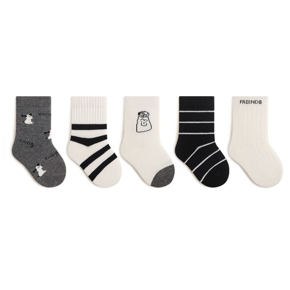 MyKids-USA® Baby Boys and Girls Cute Cartoon and Striped Pattern Socks 1 Lot=5-Pair Set