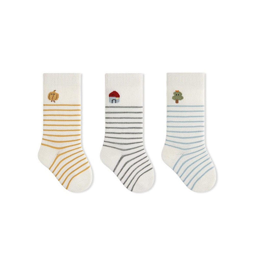 MyKids-USA® Baby Boys and Girls Cute Cartoon and Striped Pattern Socks 1 Lot=3-Pair Set