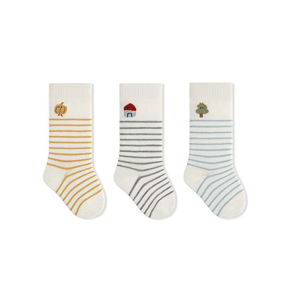 MyKids-USA® Baby Boys and Girls Cute Cartoon and Striped Pattern Socks 1 Lot=3-Pair Set