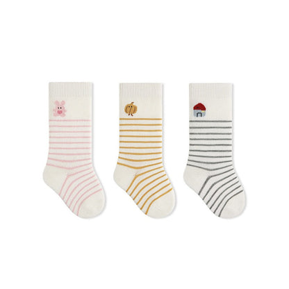 MyKids-USA® Baby Boys and Girls Cute Cartoon and Striped Pattern Socks 1 Lot=3-Pair Set
