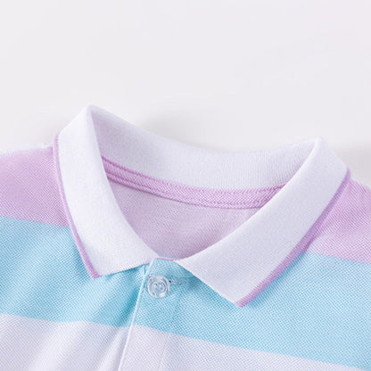 MyKids-USA® Color Patchwork Striped Pattern Short Sleeves Dress for Stylish Girls
