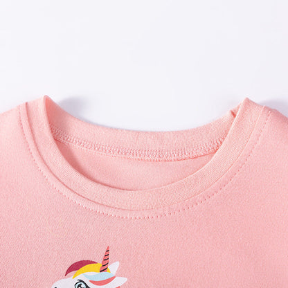 MyKids-USA® Unicorns Cartoon Pattern Fly Sleeves Tulle Patchwork Dress for Stylish Girls