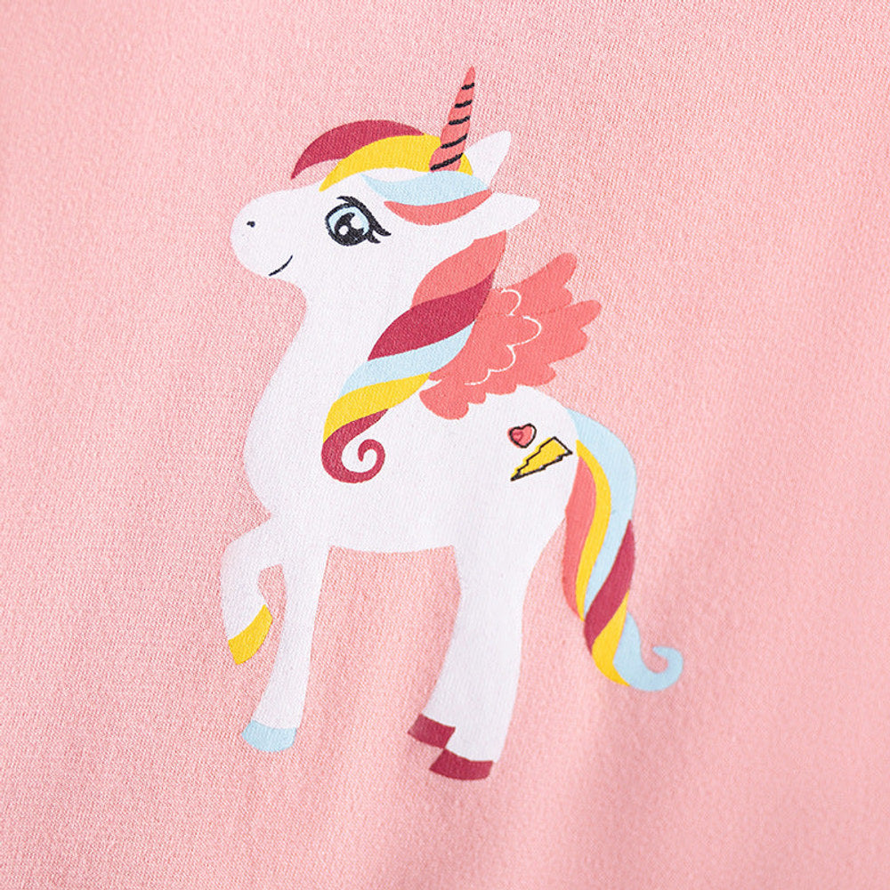 MyKids-USA® Unicorns Cartoon Pattern Fly Sleeves Tulle Patchwork Dress for Stylish Girls