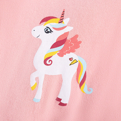 MyKids-USA® Unicorns Cartoon Pattern Fly Sleeves Tulle Patchwork Dress for Stylish Girls