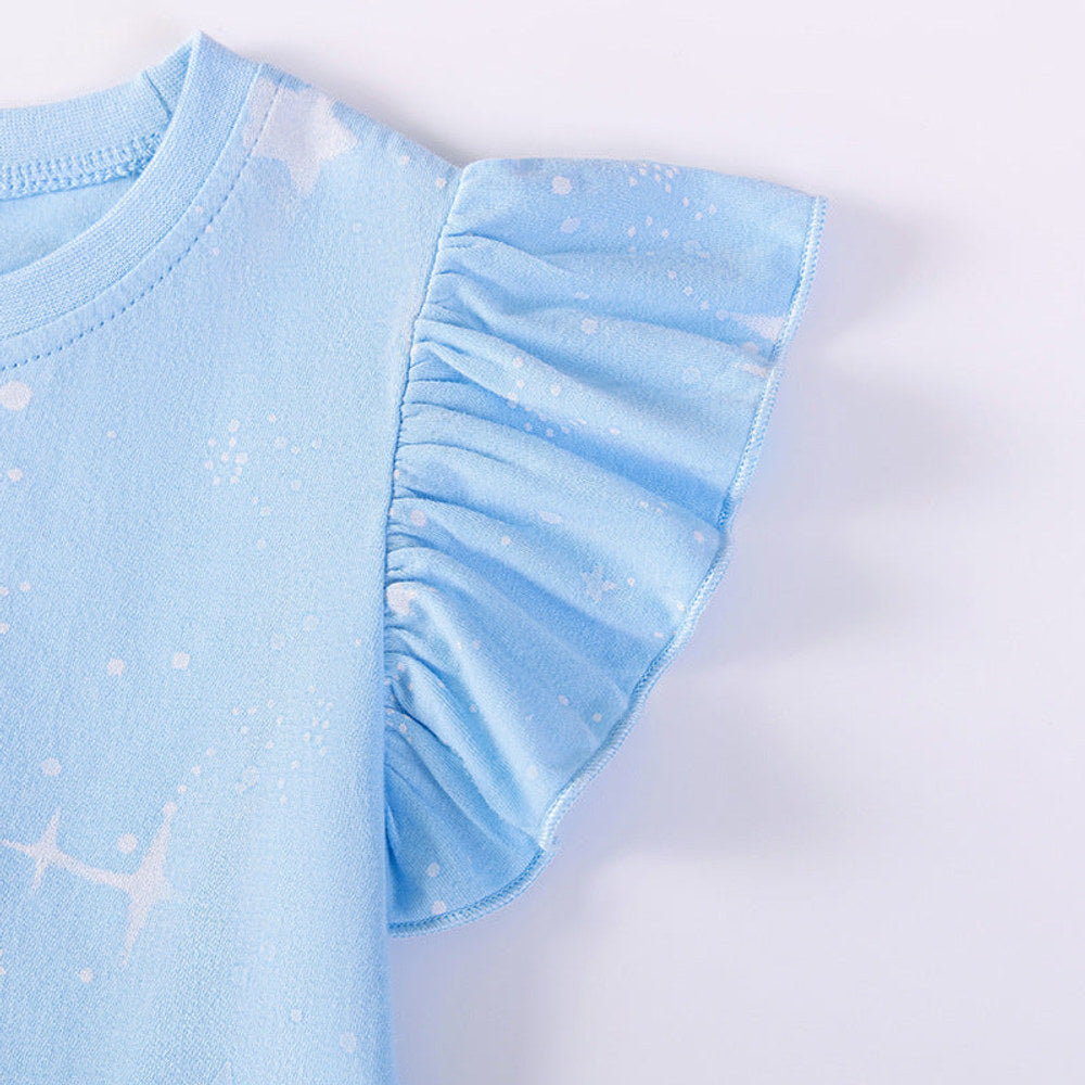 MyKids-USA® Unicorns Cartoon and Stars Pattern Fly Sleeves Dress for Stylish Girls