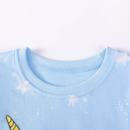 MyKids-USA® Unicorns Cartoon and Stars Pattern Fly Sleeves Dress for Stylish Girls