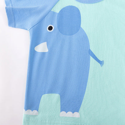 MyKids-USA® Baby Kids Boys Short Sleeves Cartoon Animals Pattern T-shirt and Shorts Clothing Set