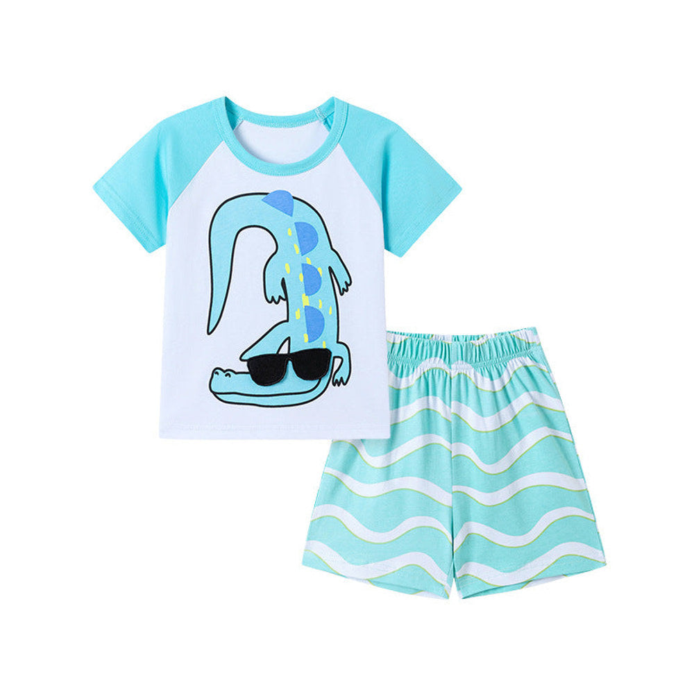 MyKids-USA® Baby Kids Boys Short Sleeves Cartoon Animals Pattern T-shirt and Shorts Clothing Set