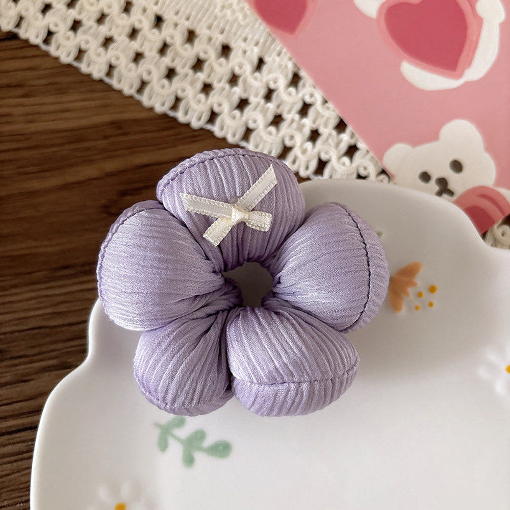 MyKids-USA® Charming Floral Hair Tie for Girls – Padded Fabric Bow Scrunchie