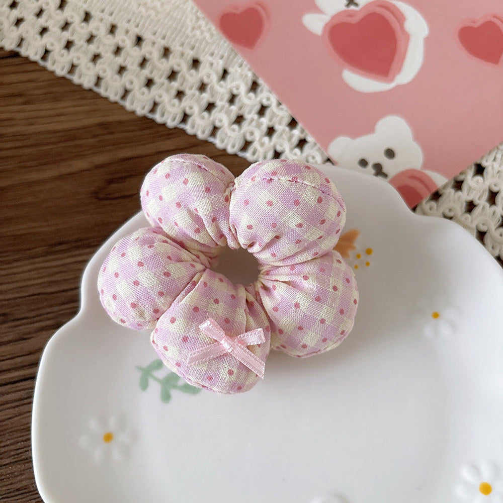 MyKids-USA® Charming Floral Hair Tie for Girls – Padded Fabric Bow Scrunchie