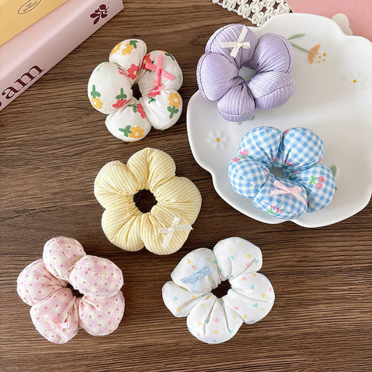 MyKids-USA® Charming Floral Hair Tie for Girls – Padded Fabric Bow Scrunchie for