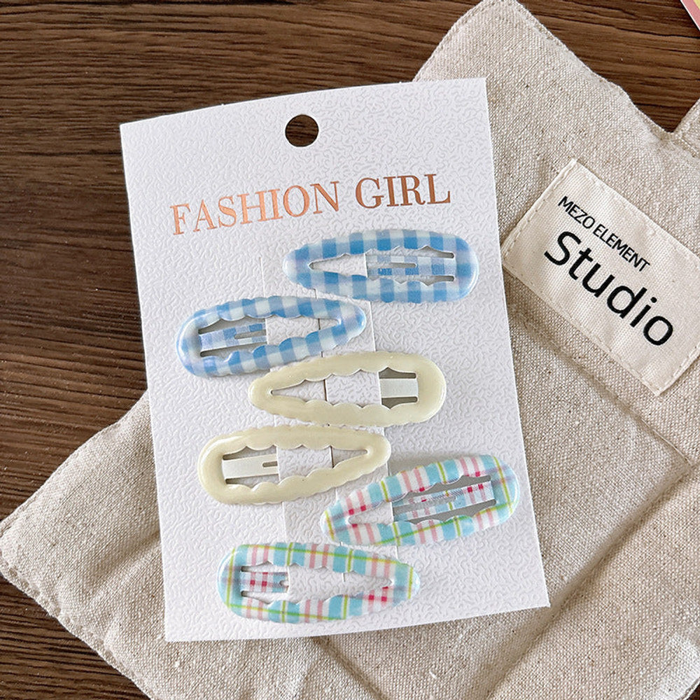 MyKids-USA® Collection of 6 Versatile Cute Simple Pattern Hair Clips