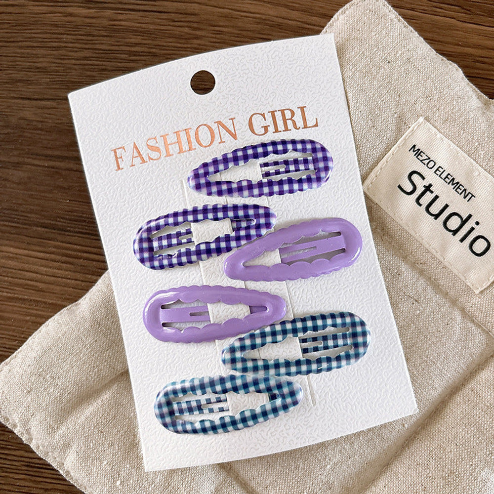 MyKids-USA® Collection of 6 Versatile Cute Simple Pattern Hair Clips