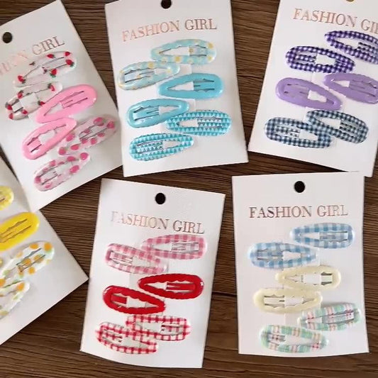MyKids-USA® Collection of 6 Versatile Cute Simple Pattern Hair Clips
