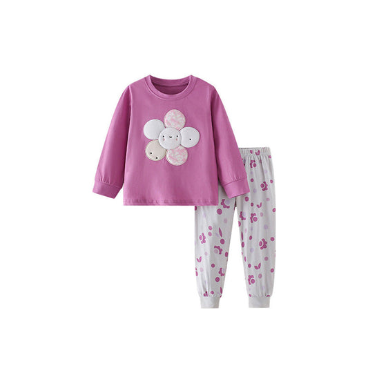 MyKids-USA® Spring and Autumn Girls Cartoon Flower Pattern Long Sleeves Top and Pants Clothing Set