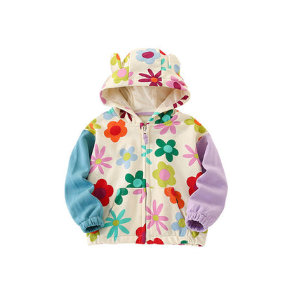 MyKids-USA® European and American Style Girls’ Cartoon Flowers Pattern Coat with Long Sleeves