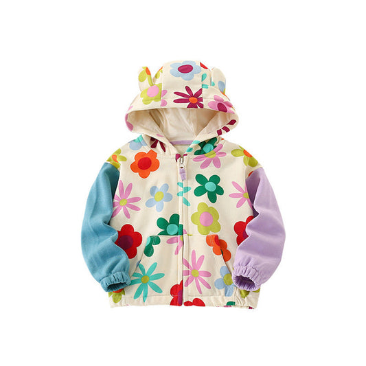 MyKids-USA® European and American Style Girls’ Cartoon Flowers Pattern Coat with Long Sleeves