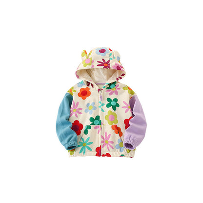 MyKids-USA® European and American Style Girls’ Cartoon Flowers Pattern Coat with Long Sleeves