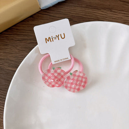 MyKids-USA® Collection of 2 Versatile Fruits Pattern Hair Clips and Hair Ties