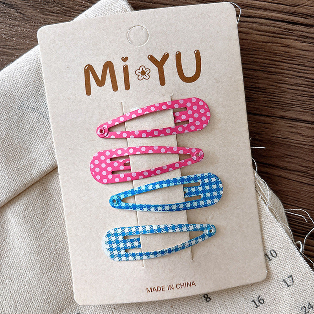 MyKids-USA® Collection of 4 Versatile Cute Geometric Pattern Hair Clips