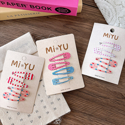 MyKids-USA® Collection of 4 Versatile Cute Geometric Pattern Hair Clips