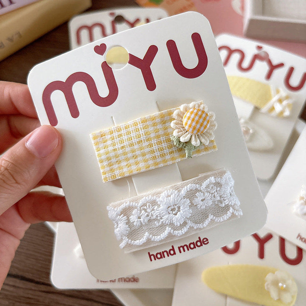 MyKids-USA® Collection of 2 Versatile Cute Cloth Design Hair Clips