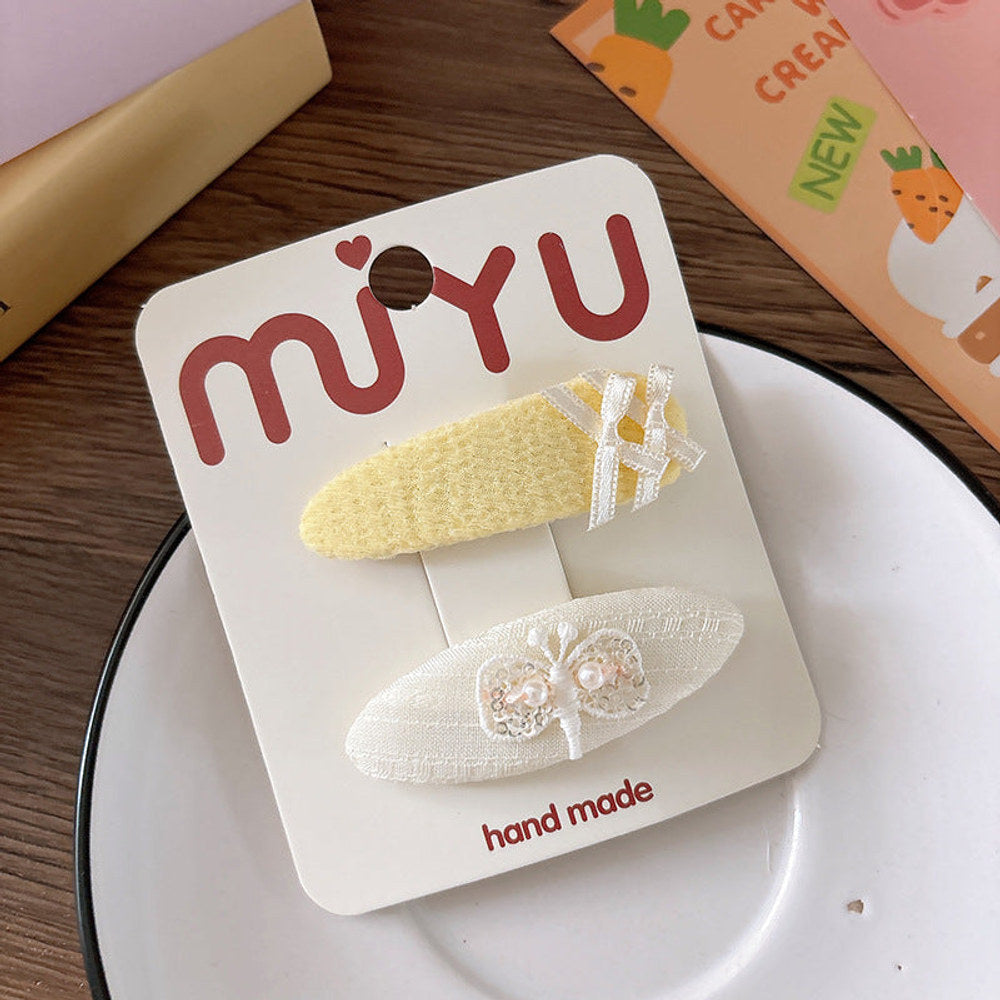 MyKids-USA® Collection of 2 Versatile Cute Cloth Design Hair Clips
