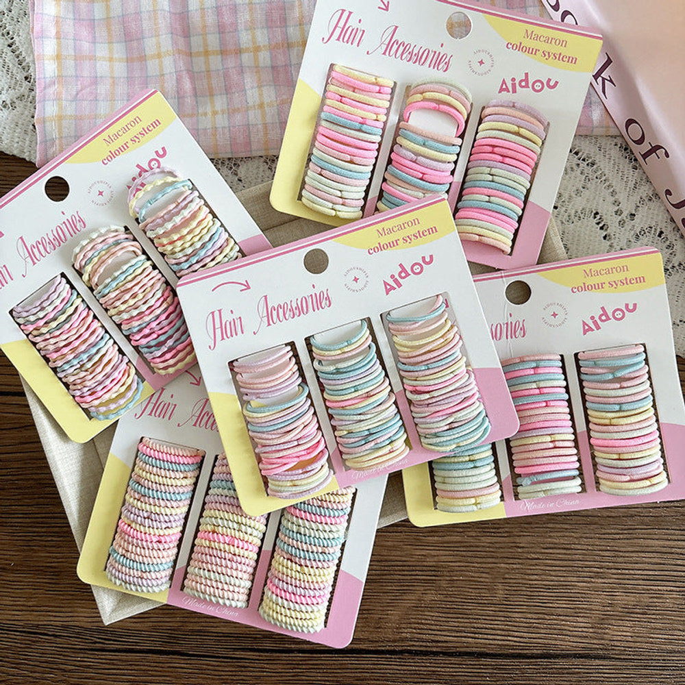 MyKids-USA® Adorable Solid Color Plain Hair Ties 60-Piece Set