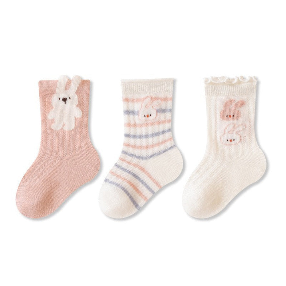 MyKids-USA® Baby Unisex Breathable Simple Cartoon Pattern Cute Socks 3-Pair Set